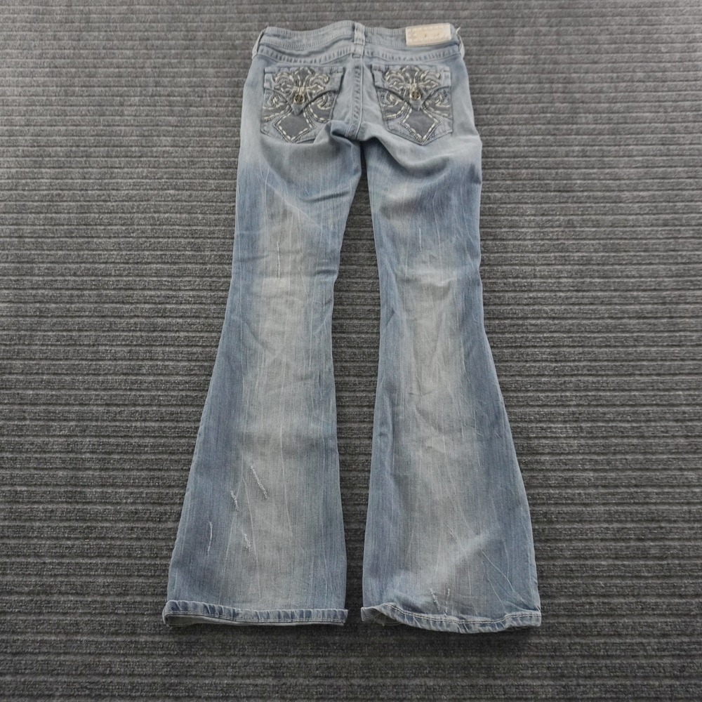 Affliction Ziggy Flare Jeans Womens 28 Light Wash Blue Embroidered Y2K